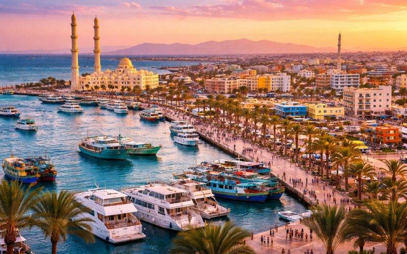 La ce distanță este centrul orașului Hurghada de Xanadu Resorts?