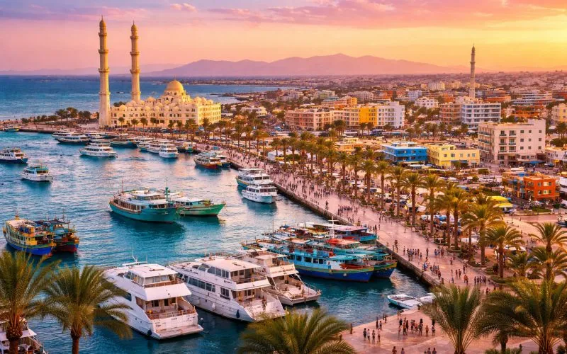 La ce distanță este centrul orașului Hurghada de Xanadu Resorts?